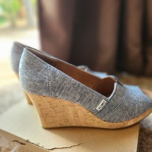 TOMS Navy Wedge Shoes